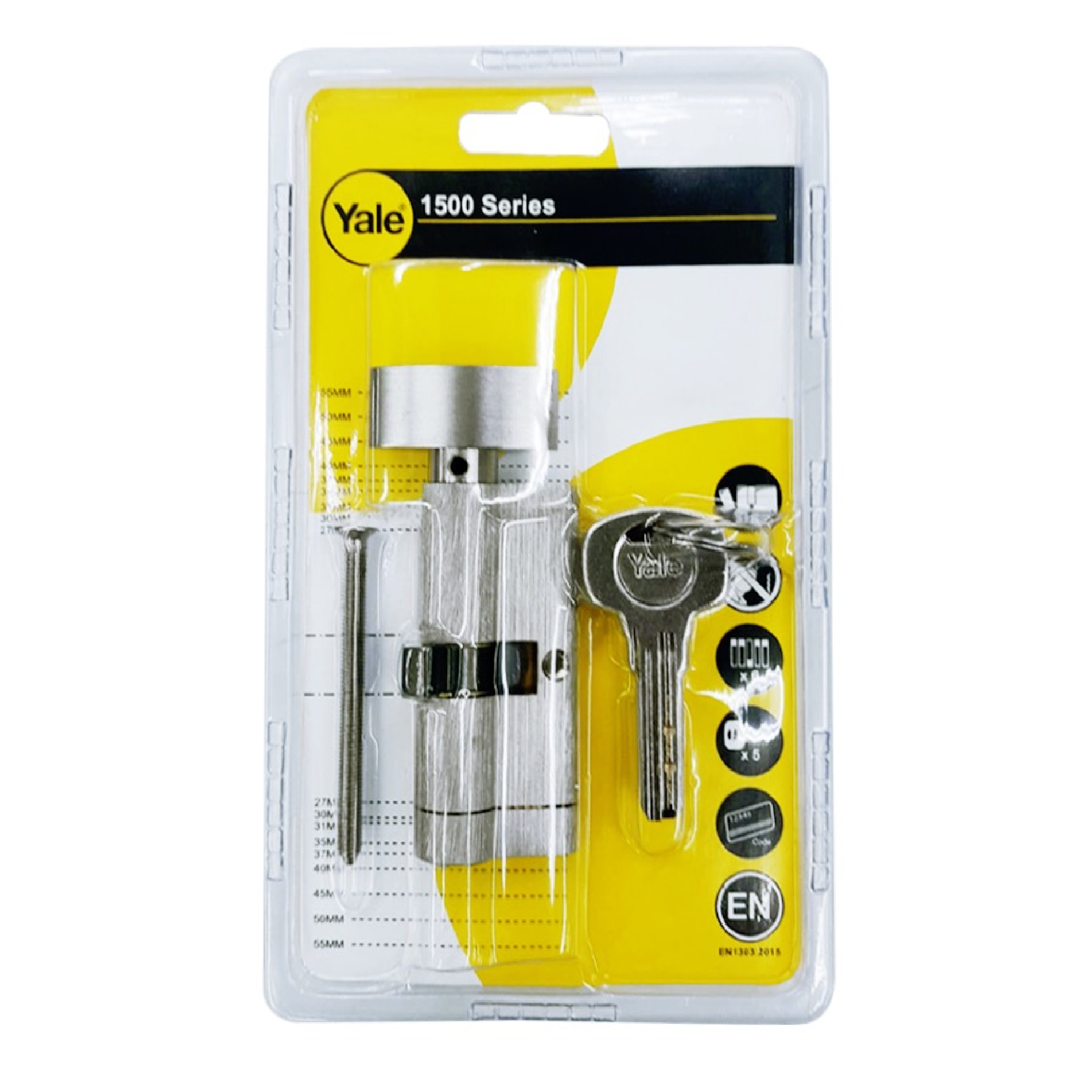 Yale 1500 Series Entrance 70MM Cylinder With Thumbturn Lock Stainless Steel